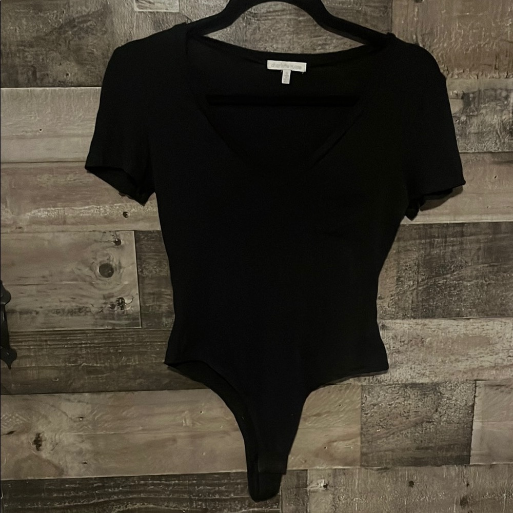 Charlotte Russe Black Pocket Bodysuit